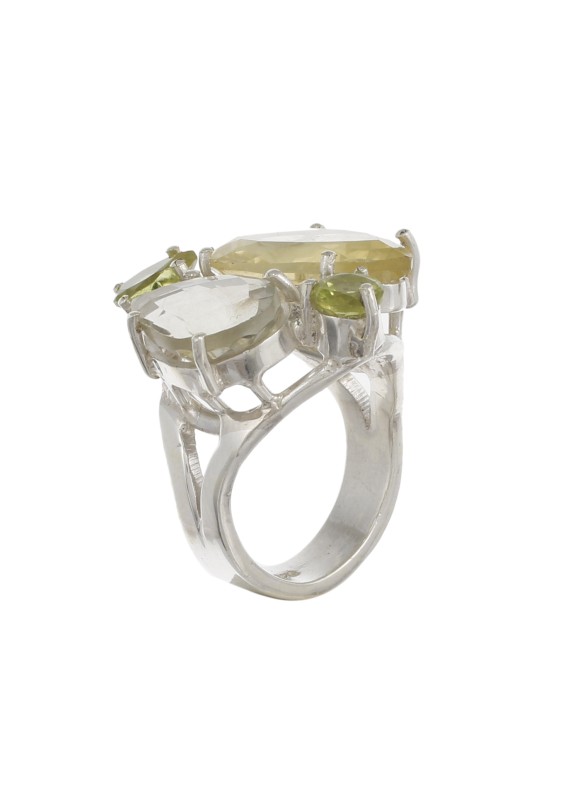 925 Sterling silver Lemon Quartz, Peridot & Green Amethyst Rings